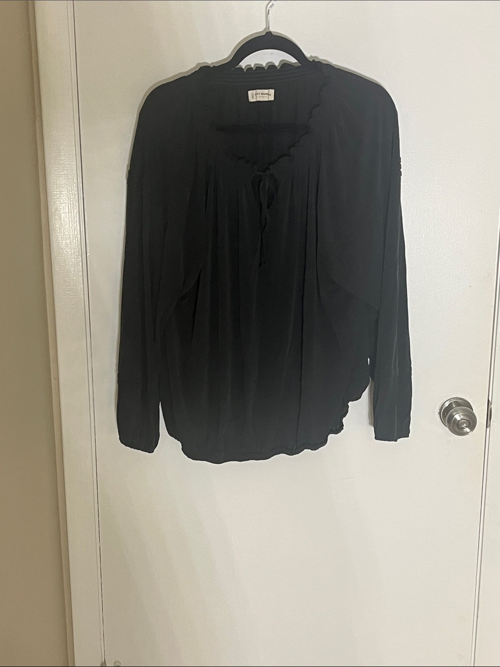 Lucky Brand Black Tie-Detail Long Sleeve Blouse